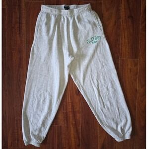Playboy by PacSun Heather Gray Green Logo Jogger Sweatpants Womens Medium